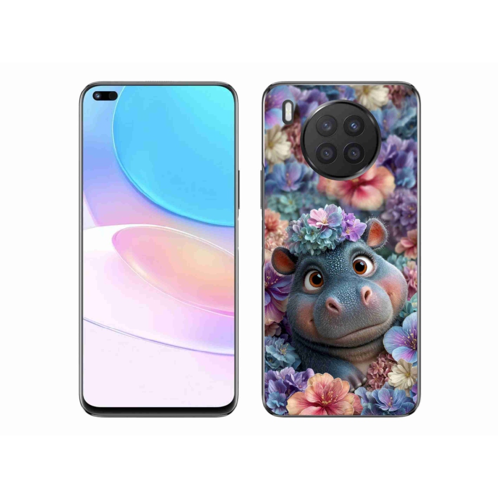 Zselés borító mmCase a Honor 50 Lite készülékhez - víziló virágokban