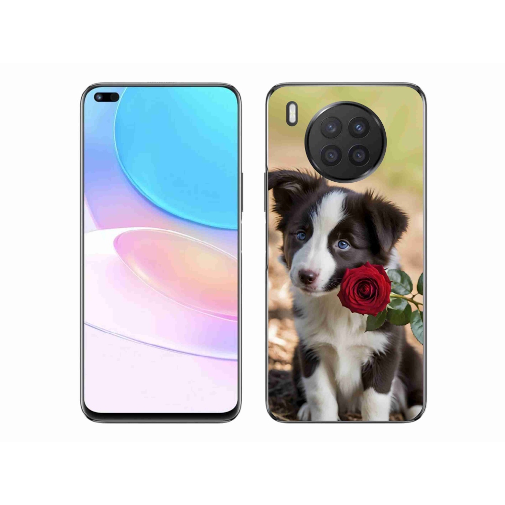 Zselés borítás mmCase a Honor 50 Lite készülékhez - aranyos border collie rózsával