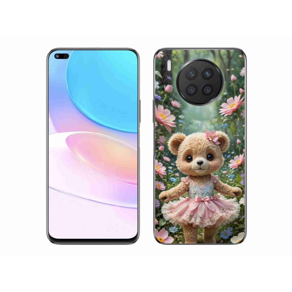 Zselés borítás mmCase a Honor 50 Lite készülékhez - aranyos virágos mackó