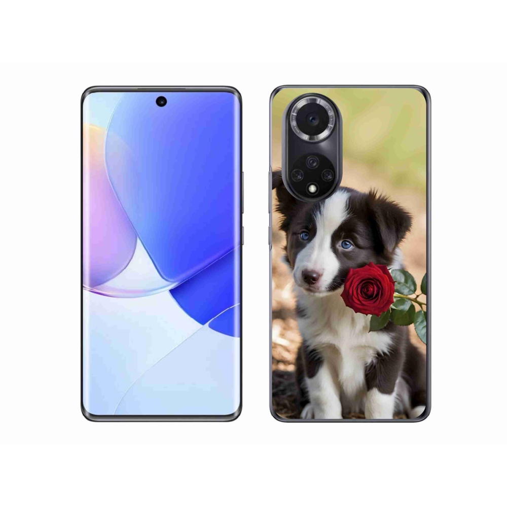 Zselés borító mmCase a Honor 50 készülékhez - aranyos border collie rózsával