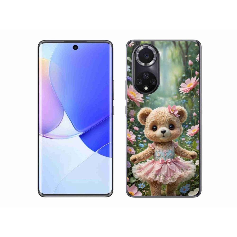 Gél borító mmCase a Honor 50 készülékhez - aranyos mackó virágokkal