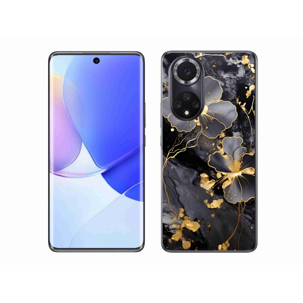 Zselés borító mmCase a Honor 50-hez - arany virágok