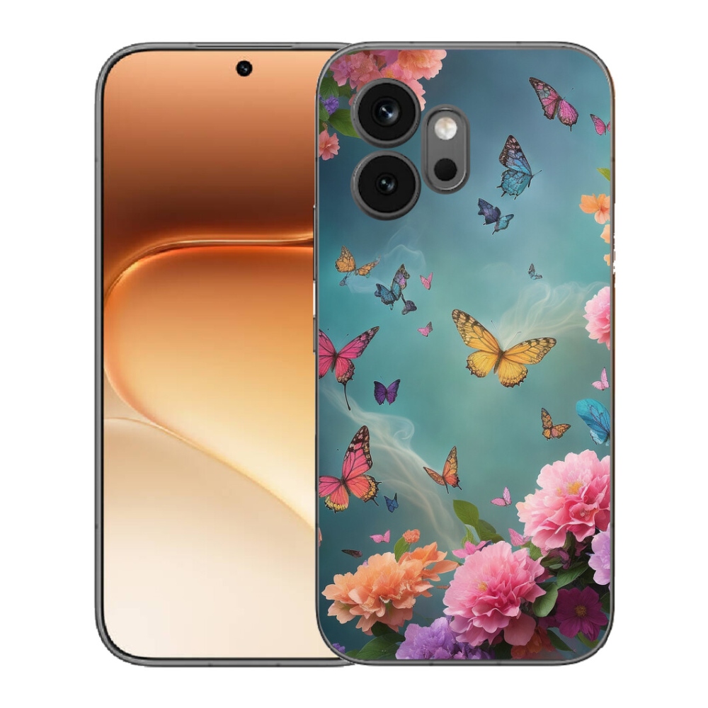 mmCase gél tok az Honor 600-hoz – színes virágok és pillangók