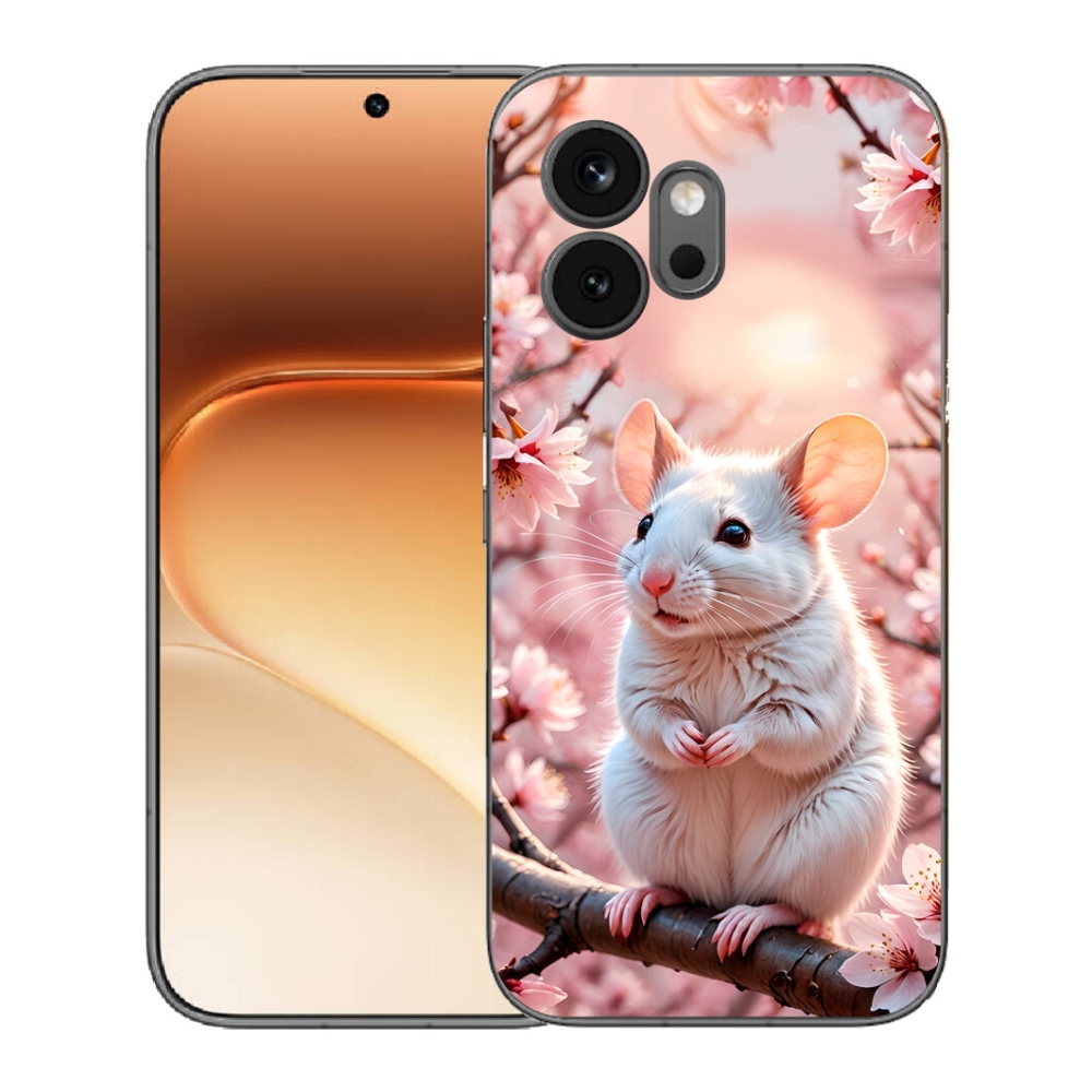 mmCase gél tok az Honor 600-hoz – fehér egér egy ágon