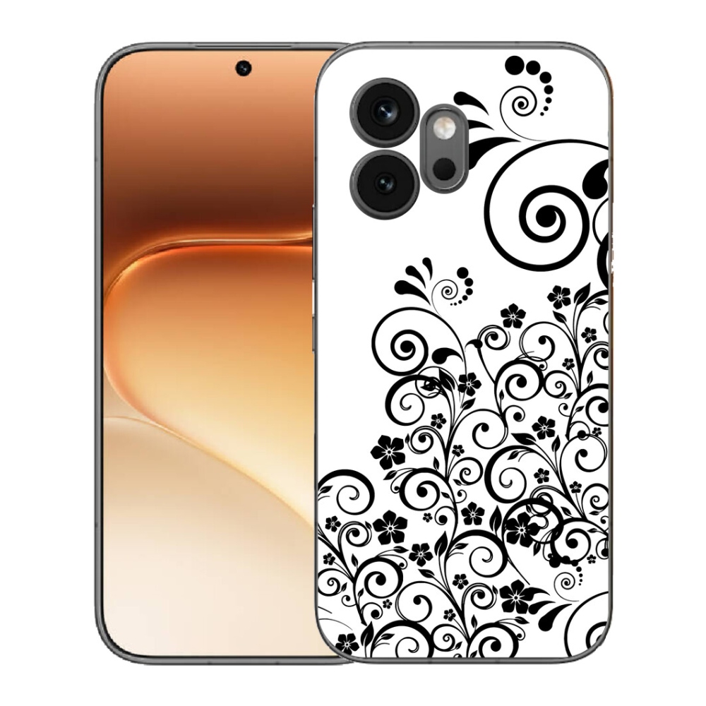 mmCase gél tok az Honor 600-hoz – fekete-fehér virágminták