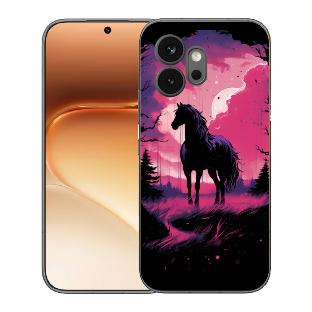 mmCase gél tok az Honor 600-hoz – fekete rajzolt ló 1