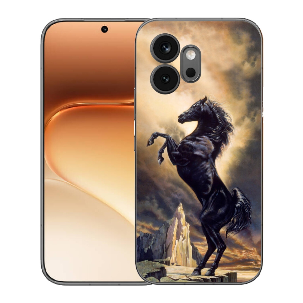 mmCase géltok az Honor 600-hoz – fekete, rajzolt ló
