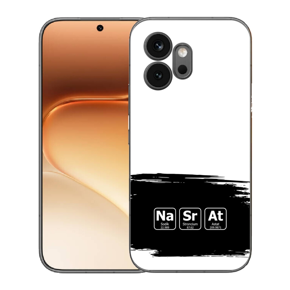 mmCase géltok az Honor 600-hoz – kémiai elemek fekete-fehér háttérrel