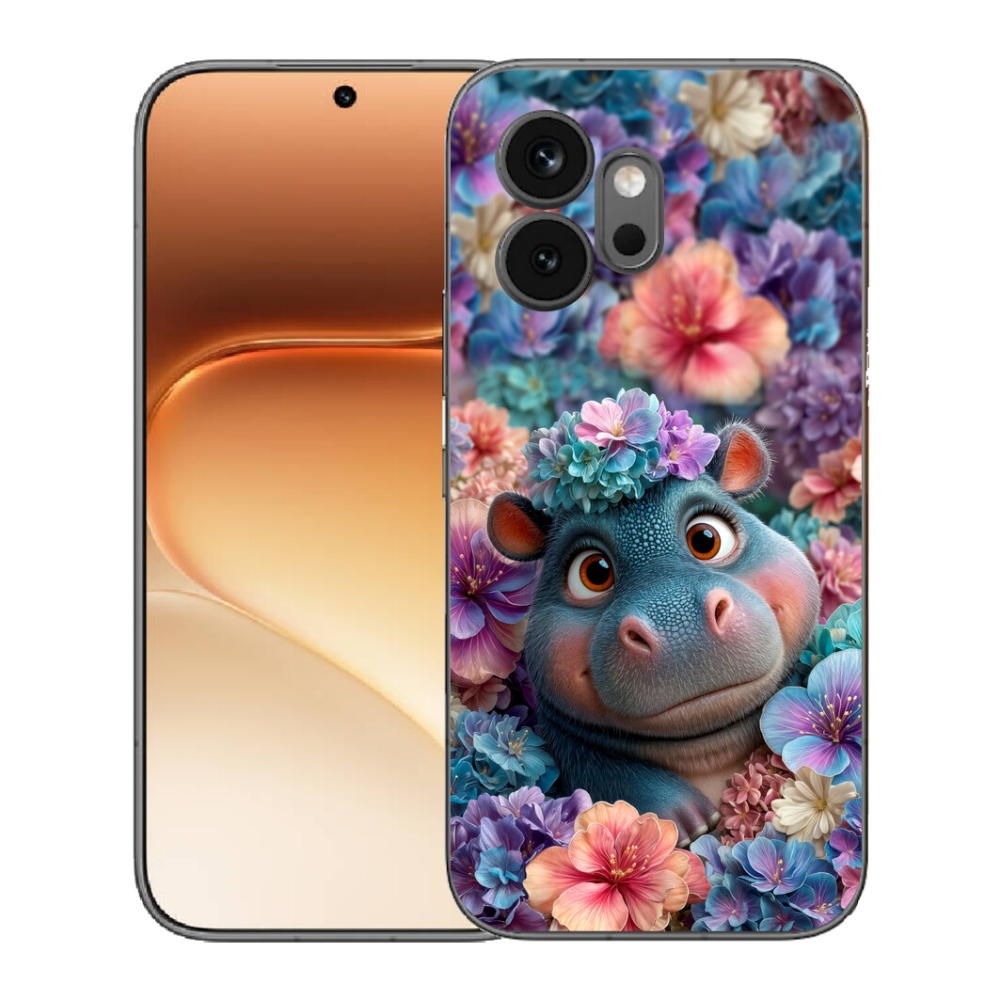mmCase géltok az Honor 600-hoz – virágokkal díszített kis víziló