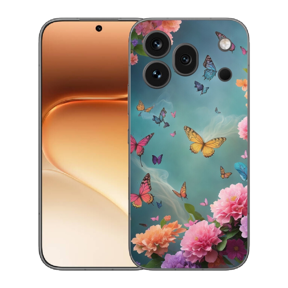 mmCase gél tok az Honor 600 Pro-hoz – színes virágok és pillangók
