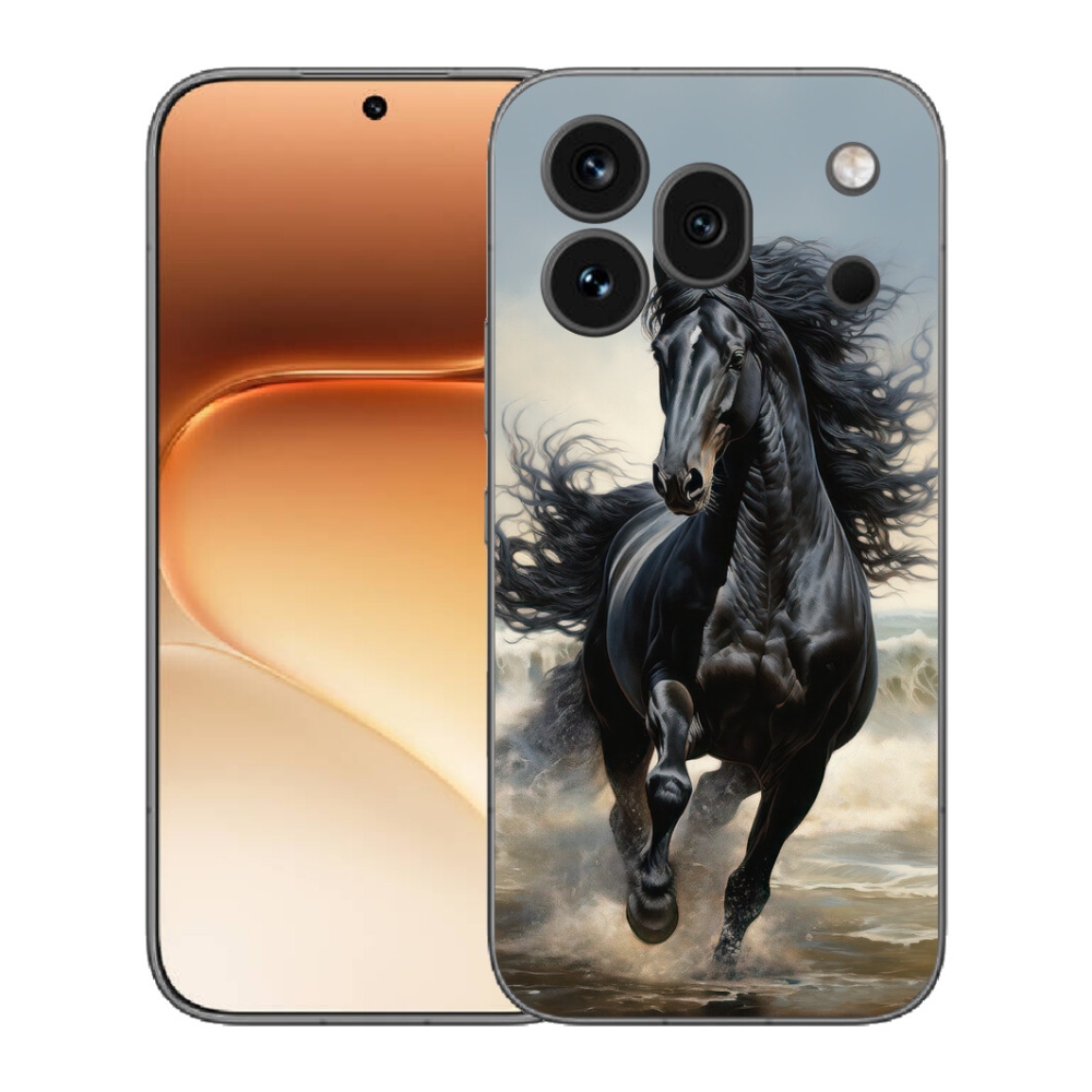 mmCase gélhuzat az Honor 600 Pro-hoz – futó fekete ló