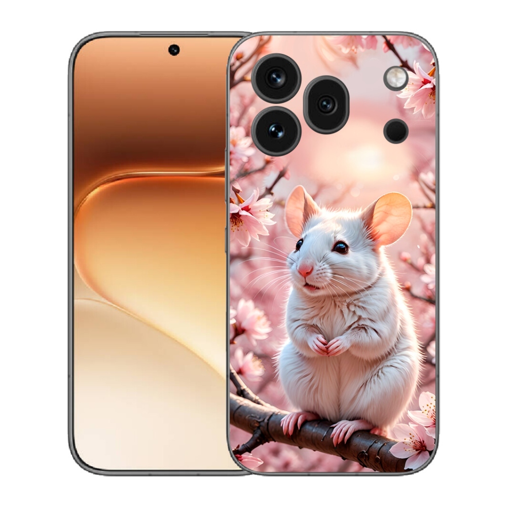 mmCase gél tok az Honor 600 Pro-hoz – fehér egér egy ágon