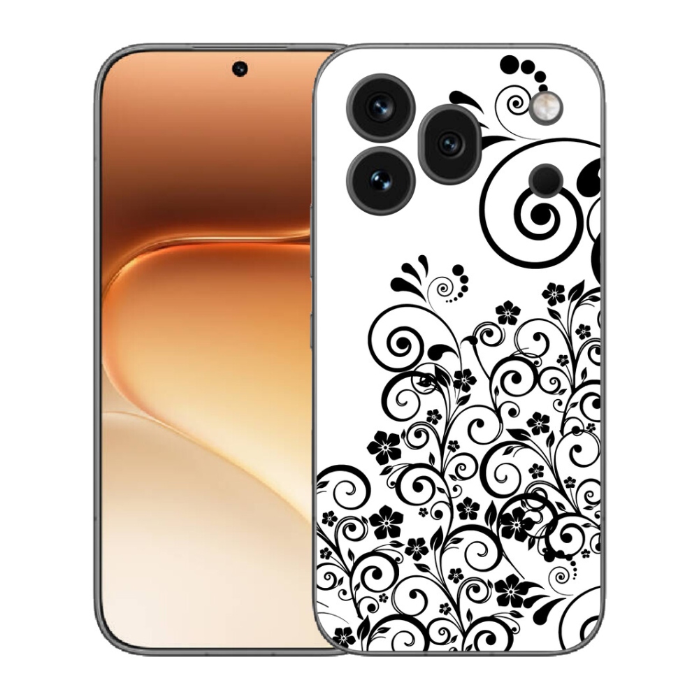 mmCase gél tok az Honor 600 Pro-hoz – fekete-fehér virágminták