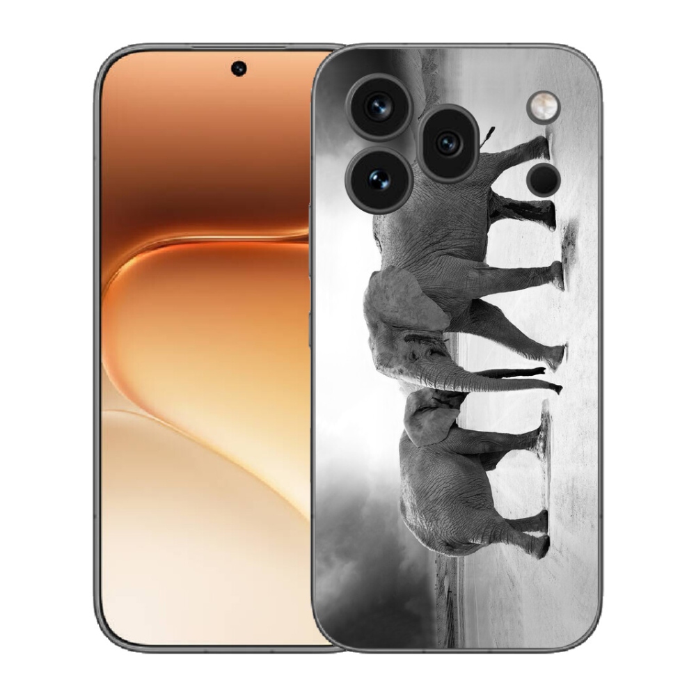 mmCase gél tok az Honor 600 Pro-hoz – fekete-fehér elefántok