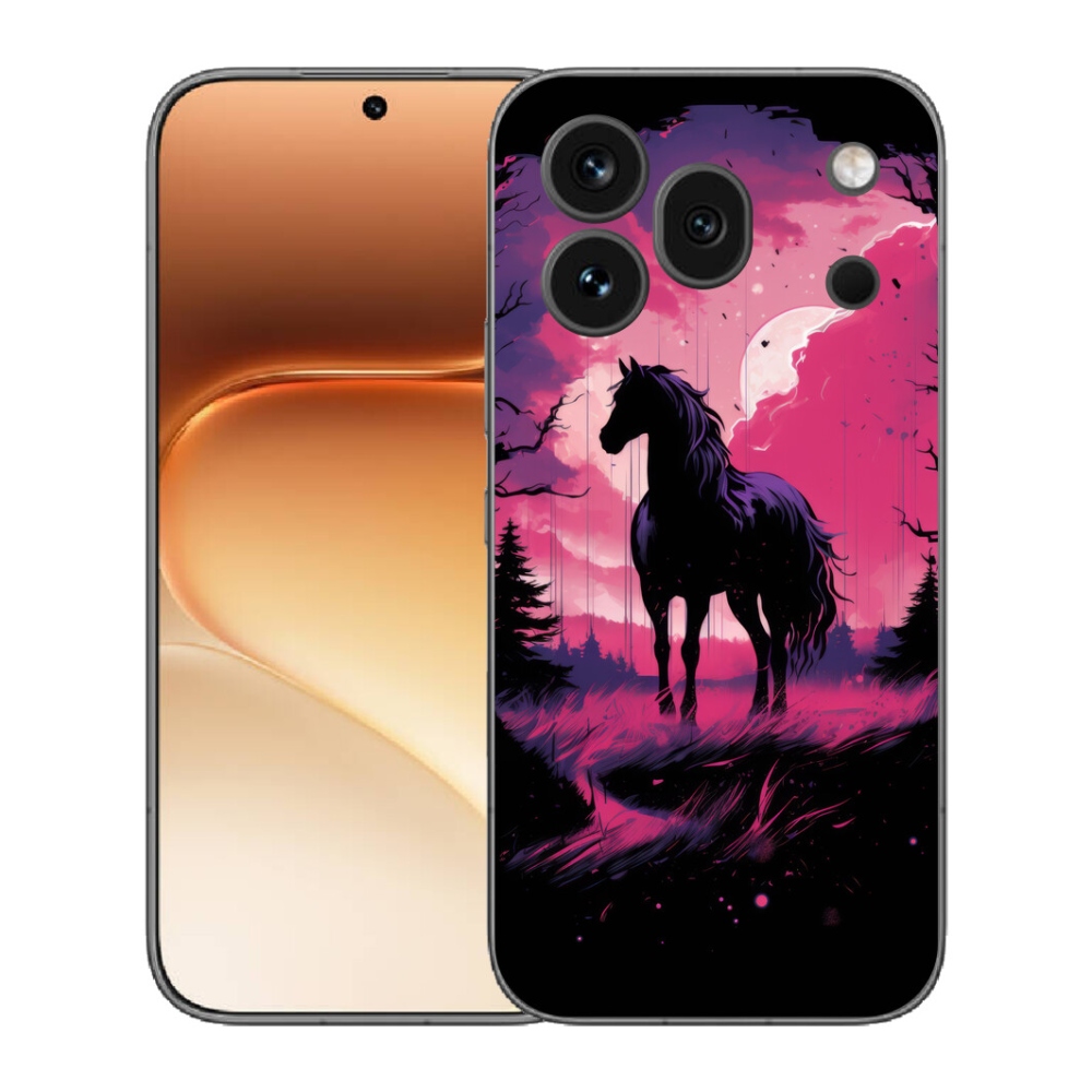 mmCase gél tok az Honor 600 Pro-hoz – fekete rajzolt ló 1