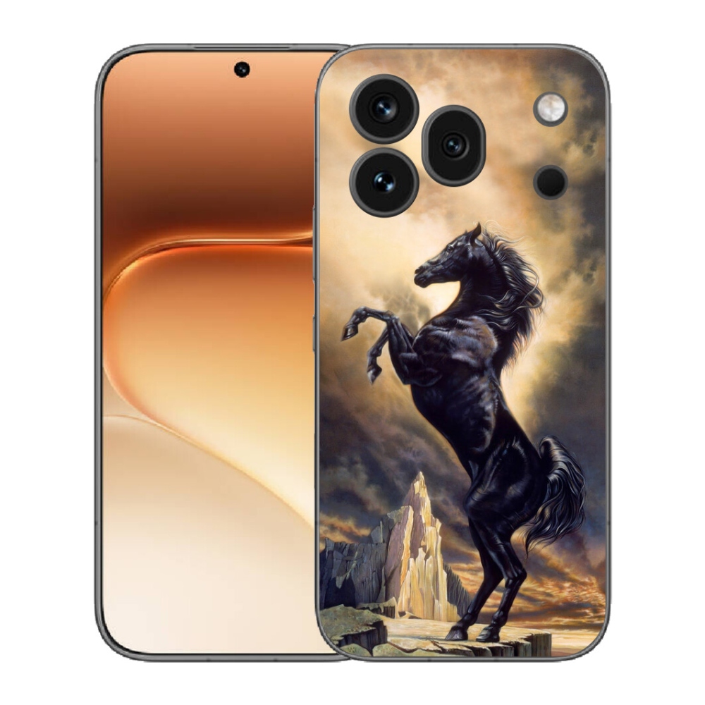 mmCase gél tok az Honor 600 Pro-hoz – fekete rajzolt ló