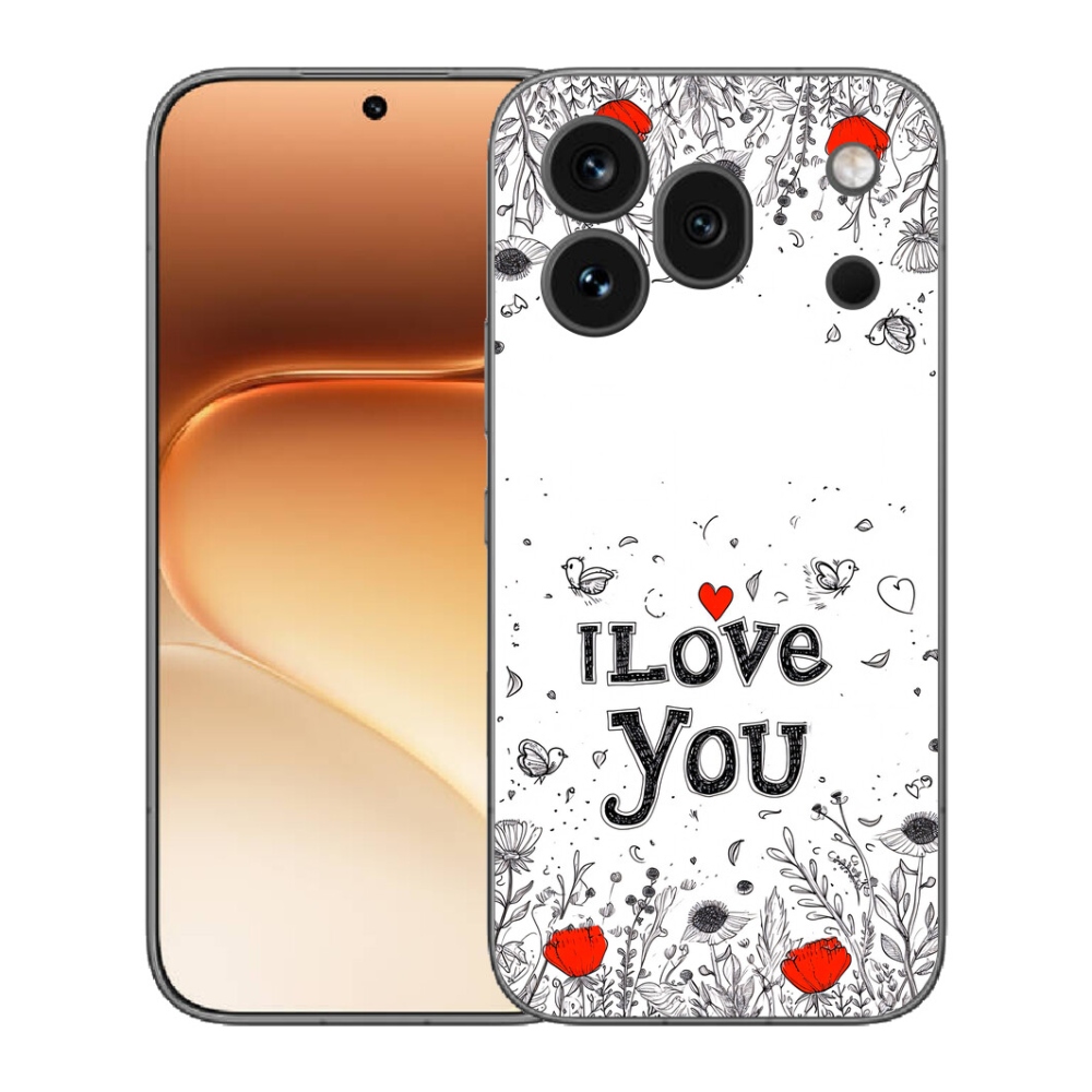 mmCase gél tok az Honor 600 Pro-hoz – „I love you” fehér háttérrel