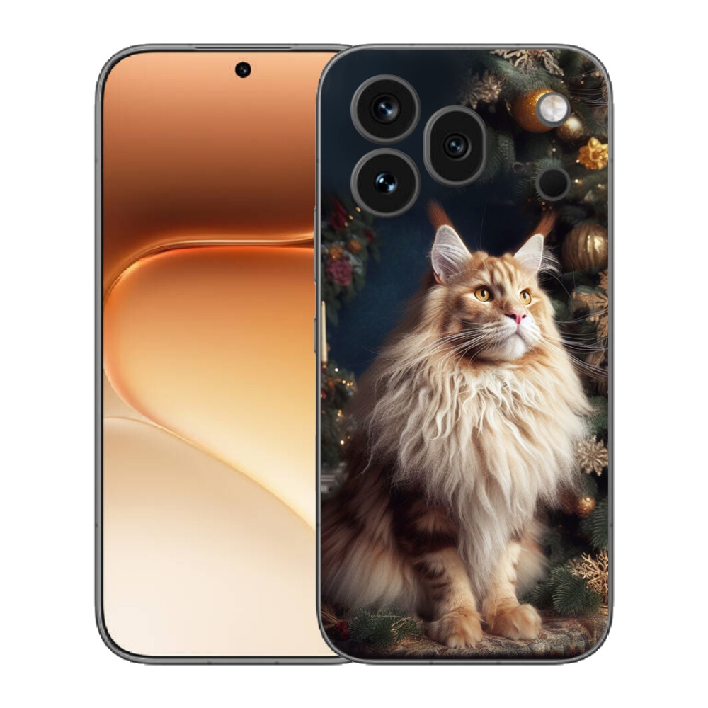 mmCase gélhuzat az Honor 600 Pro-hoz – macska a karácsonyfa mellett