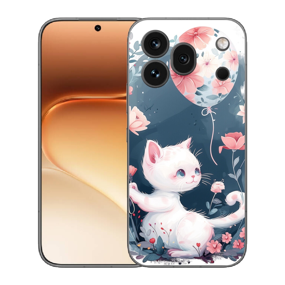 mmCase gélhuzat az Honor 600 Pro-hoz – cica léggömbbel