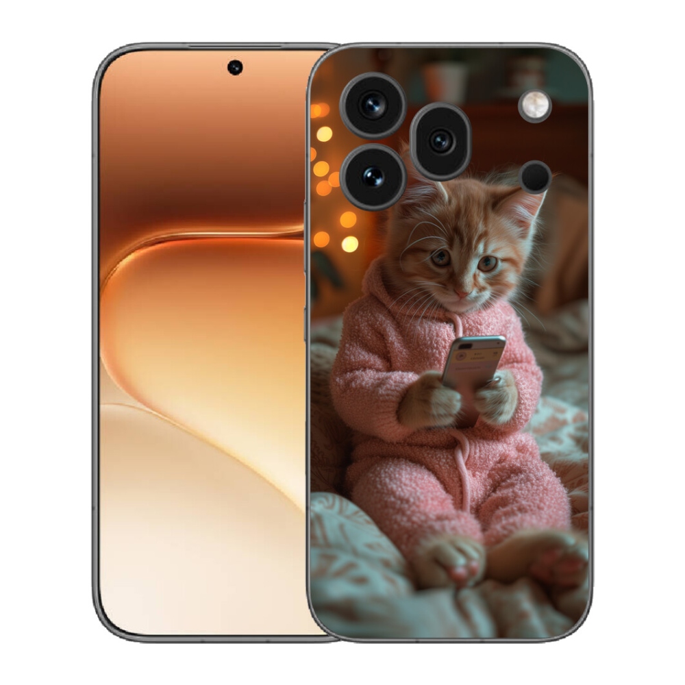 mmCase gél tok az Honor 600 Pro-hoz – cica a mobiltelefonnal