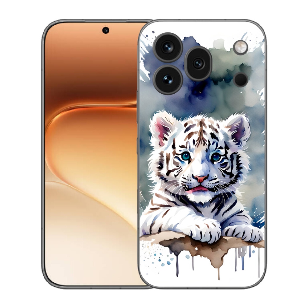 mmCase gél tok az Honor 600 Pro-hoz – fehér tigris kölyök