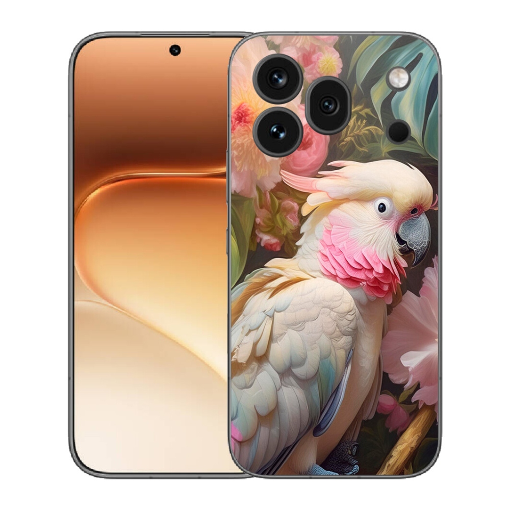 mmCase gél tok az Honor 600 Pro-hoz – rózsaszín kakadu papagáj 2