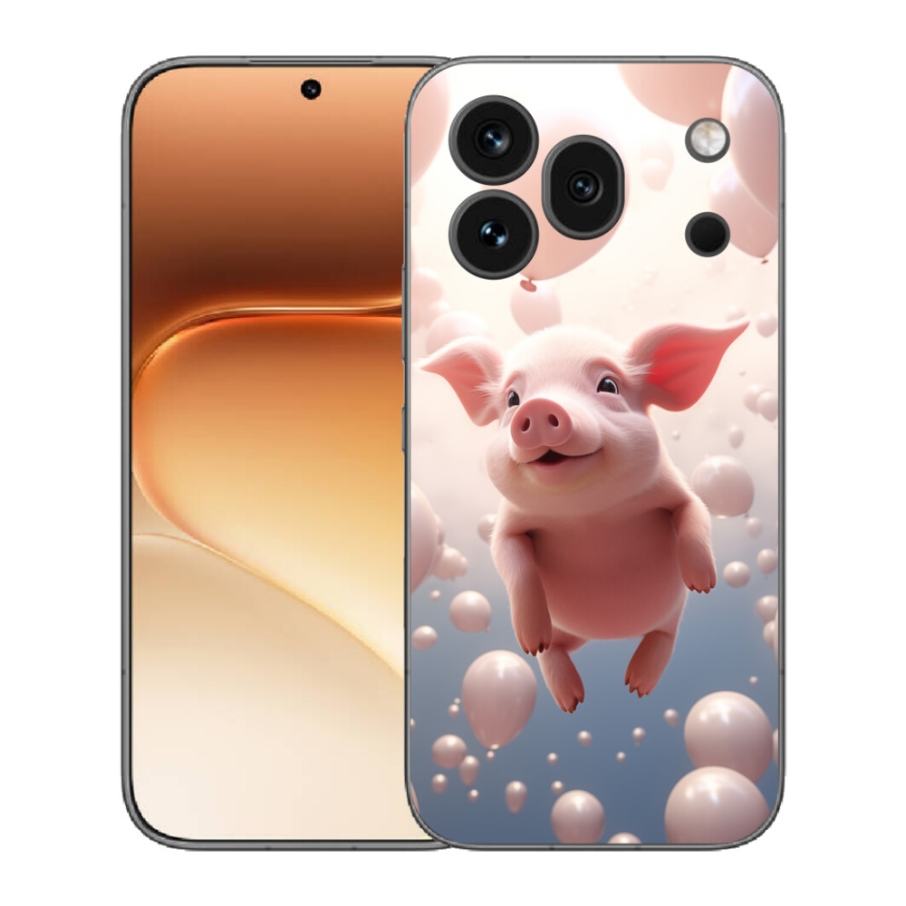 mmCase gél tok az Honor 600 Pro-hoz – malacka léggömbökkel