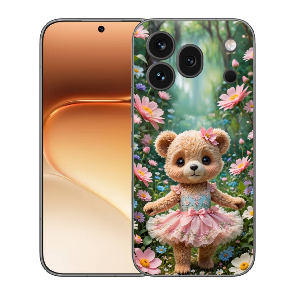 mmCase géltok az Honor 600 Pro-hoz – aranyos mackó virágok között