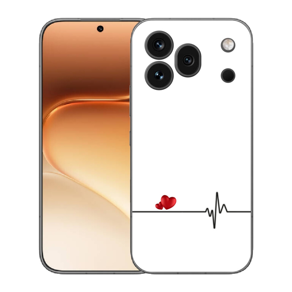 mmCase gélhuzat az Honor 600 Pro-hoz – szív és pulzus fehér háttérrel