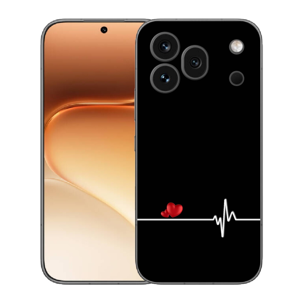 mmCase gél tok az Honor 600 Pro-hoz – szív és pulzus fekete háttérrel