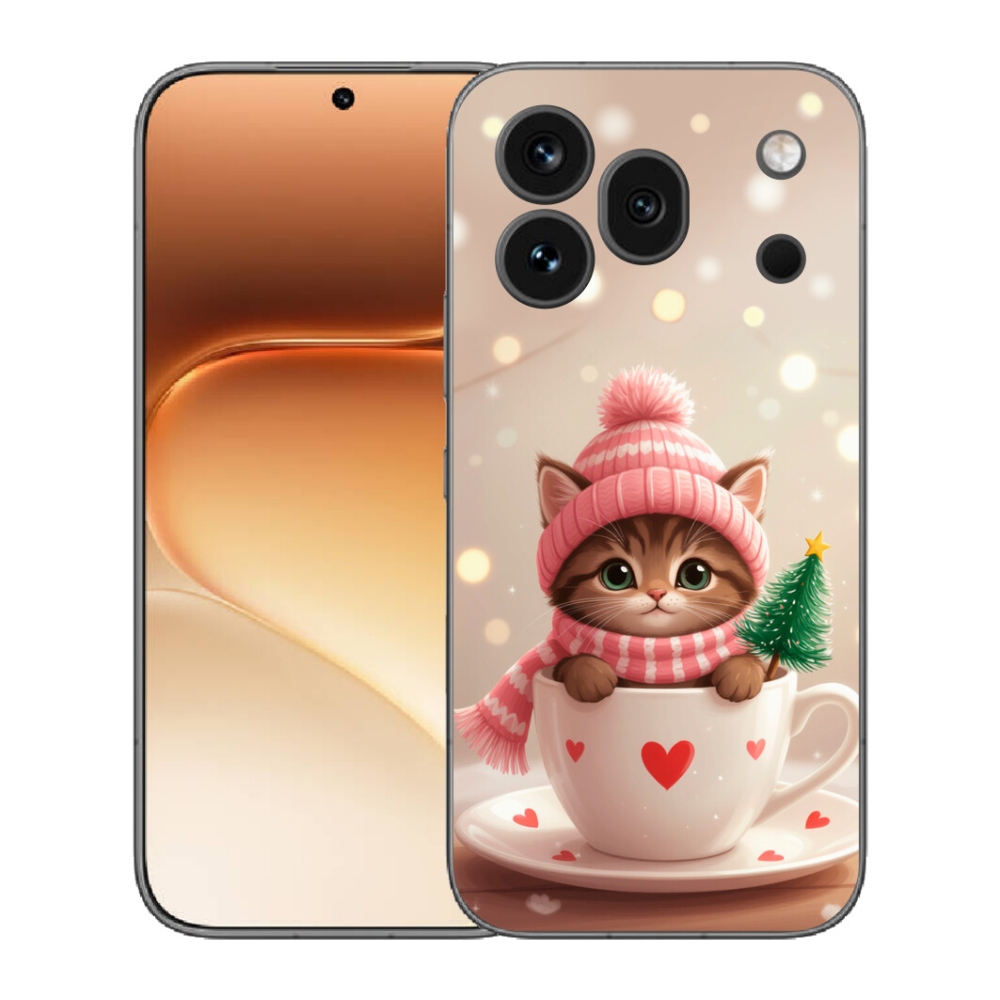 mmCase gél tok az Honor 600 Pro-hoz – karácsonyi cica csészében