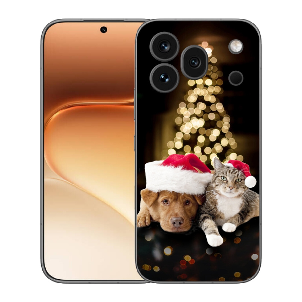mmCase gél tok az Honor 600 Pro-hoz – karácsonyi kutya és macska