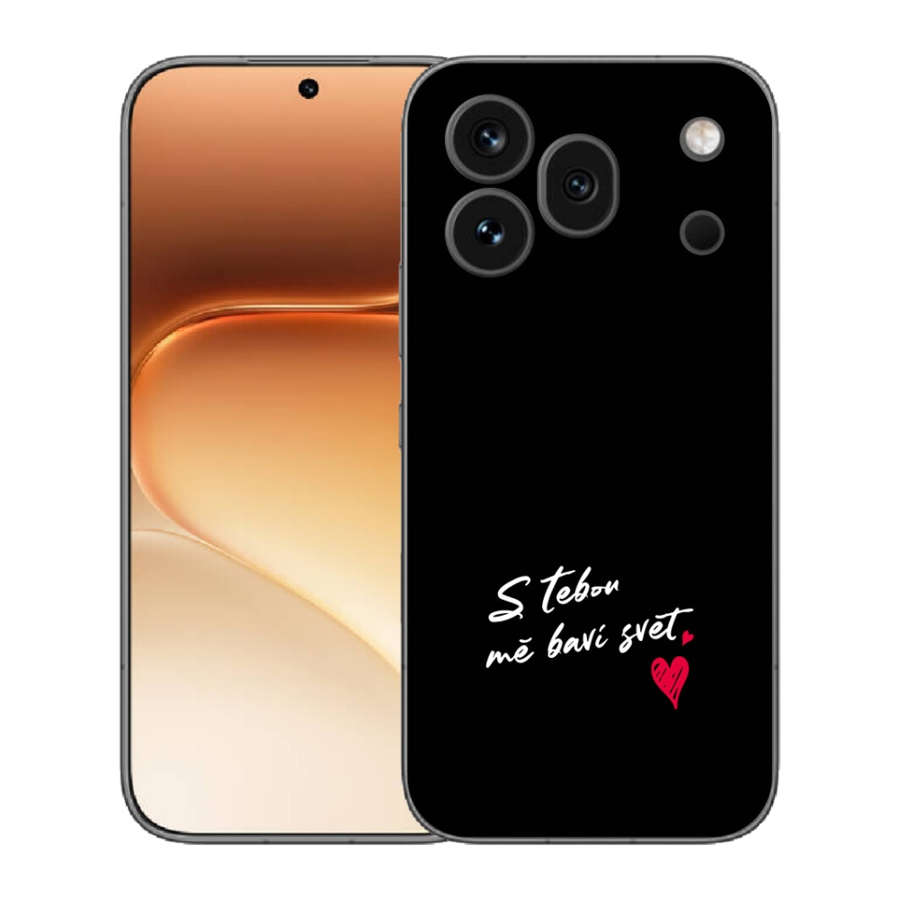 mmCase gél tok az Honor 600 Pro-hoz – szerelmes szöveg 1, fekete háttérrel