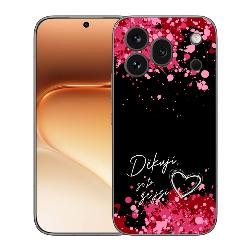 mmCase gél tok az Honor 600 Pro-hoz – szerelmes szöveg 2, fekete háttérrel