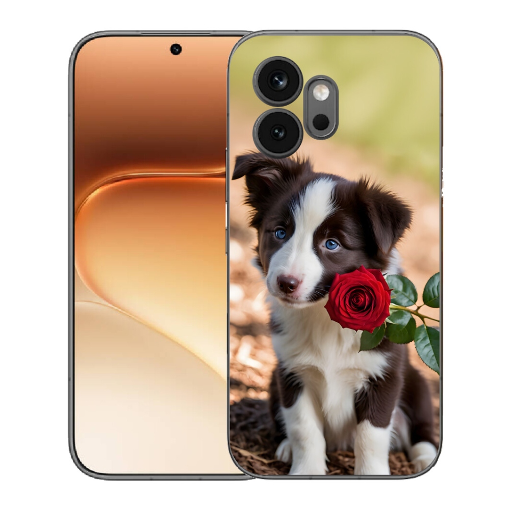 mmCase gél tok az Honor 600-hoz – aranyos border collie rózsával