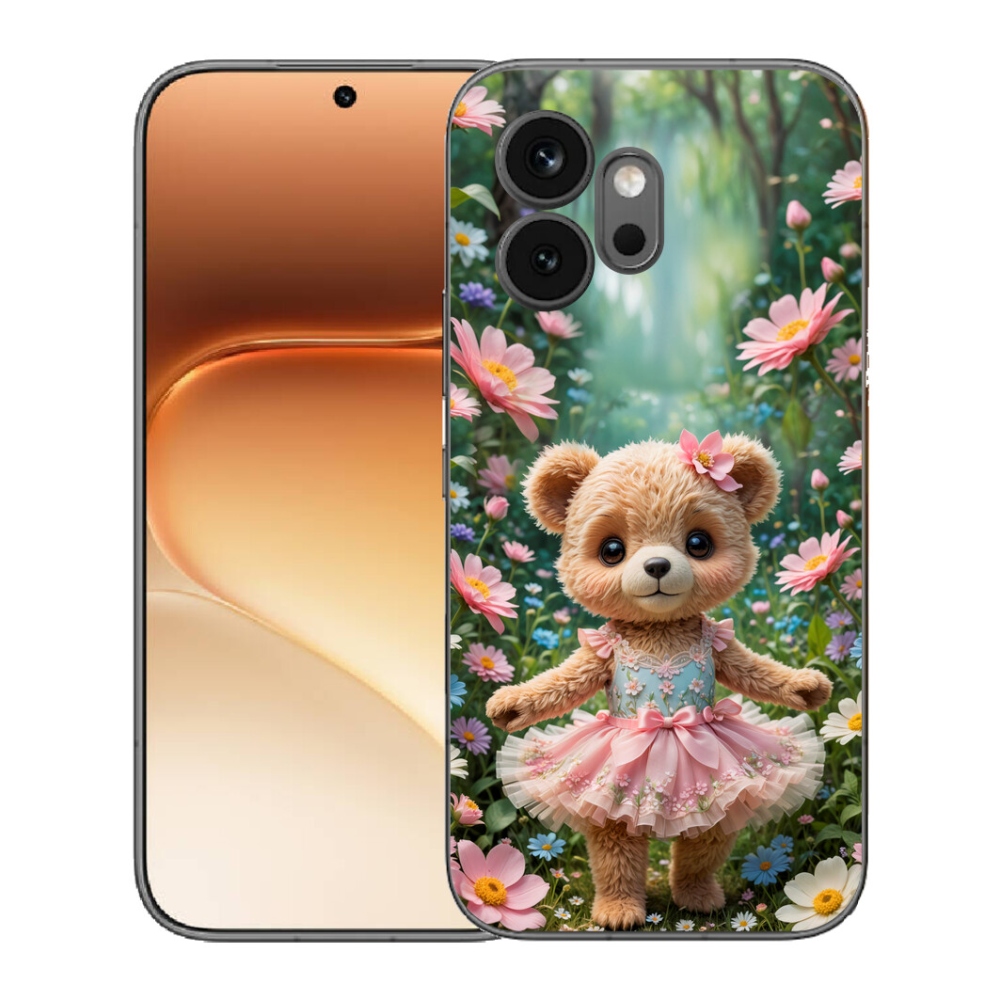 mmCase gél tok az Honor 600-hoz – aranyos mackó virágok között