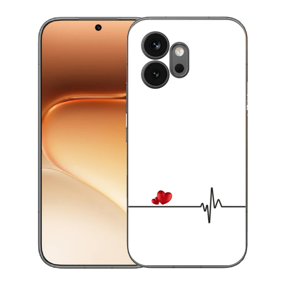 mmCase géltok az Honor 600-hoz – szív és pulzus fehér háttérrel