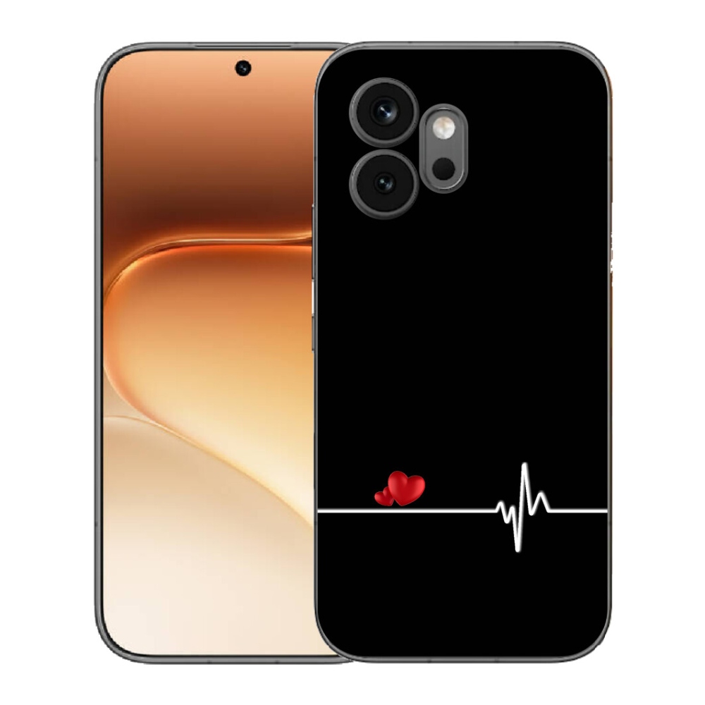 mmCase géltok az Honor 600-hoz – szív és pulzus fekete háttérrel