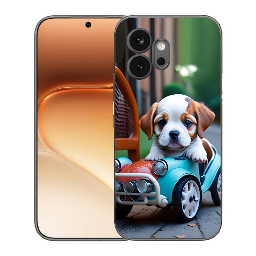 mmCase géltok az Honor 600-hoz – kiskutya egy retro autóban