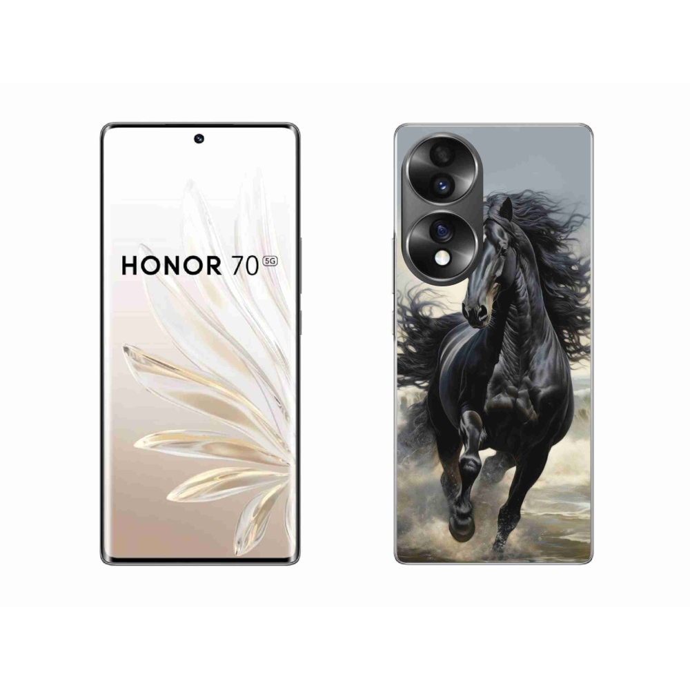 Zselés borítás mmCase a Honor 70-hez - futó fekete ló