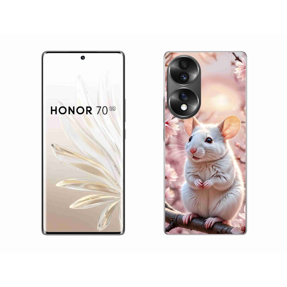 Zselés borítás mmCase a Honor 70-hez - fehér egér az ágon