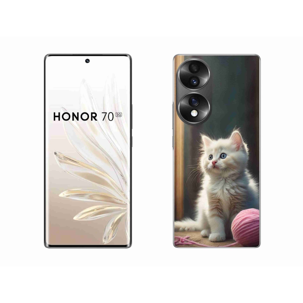 Zselés borítás mmCase a Honor 70-hez - fehér cica 2