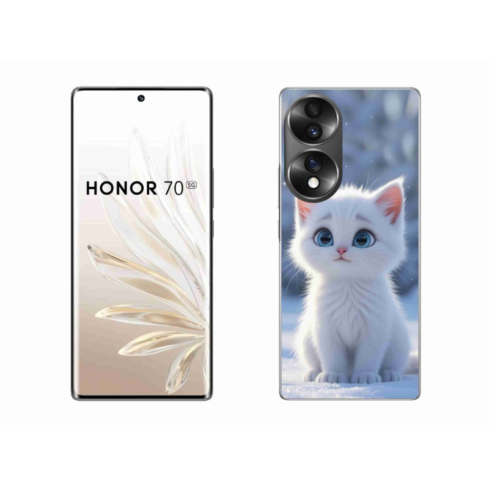Zselés borítás mmCase a Honor 70-hez - fehér cica 3