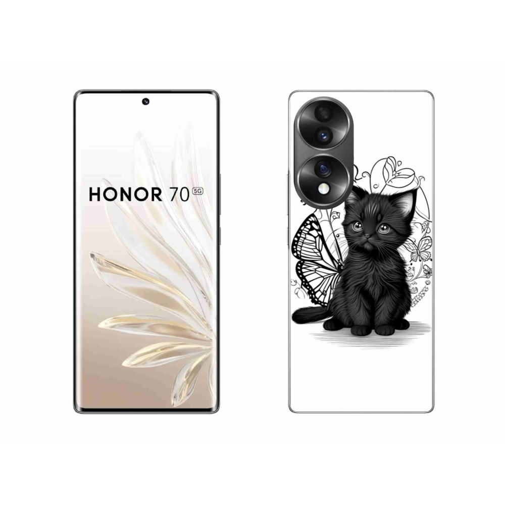Zselés borítás mmCase a Honor 70 készülékhez - fekete cica