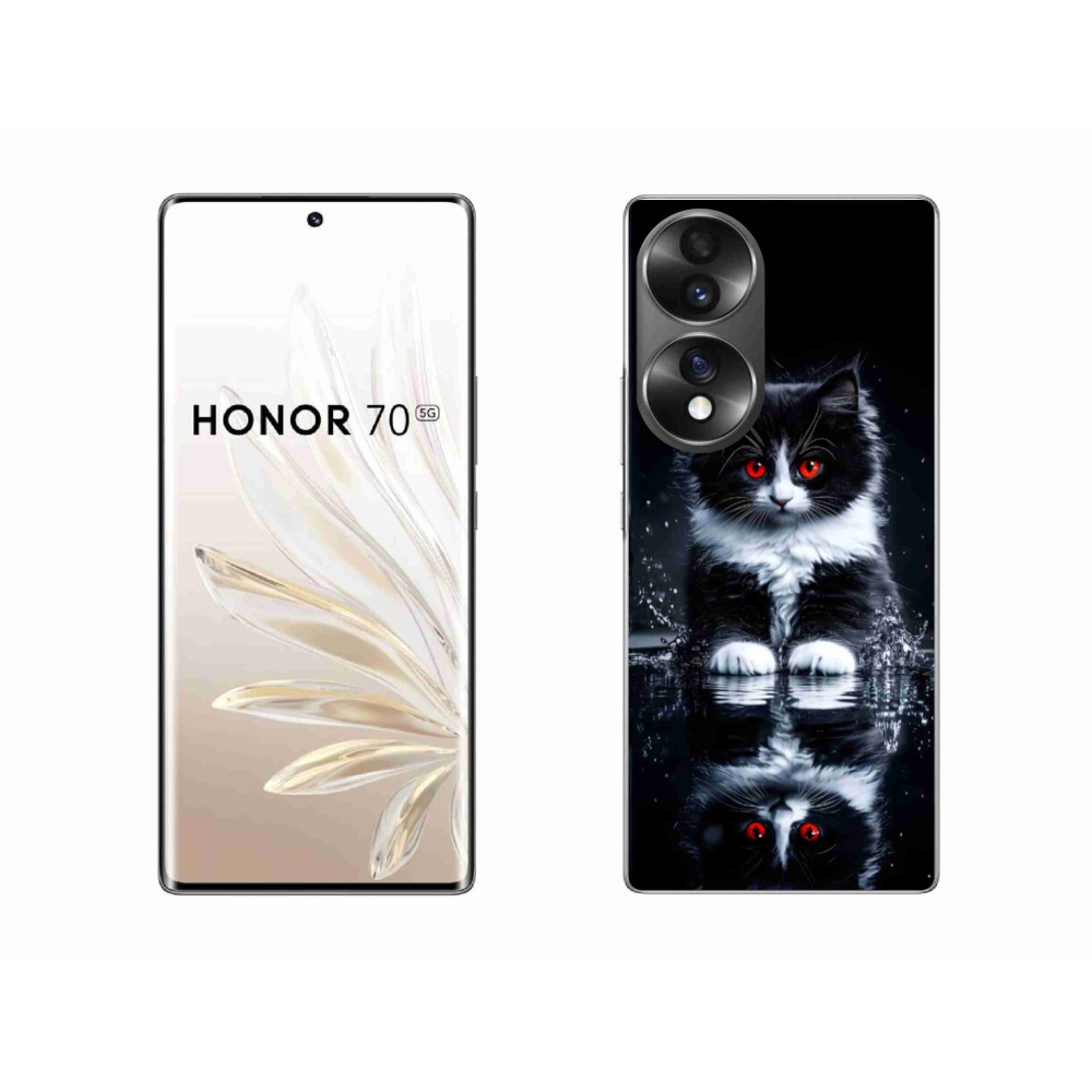 Zselés borítás mmCase a Honor 70 készülékhez - fekete-fehér cica