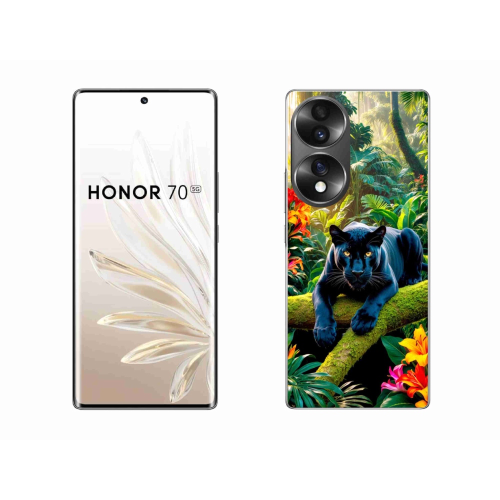 Gél borító mmCase a Honor 70-hez - fekete párduc a dzsungelben