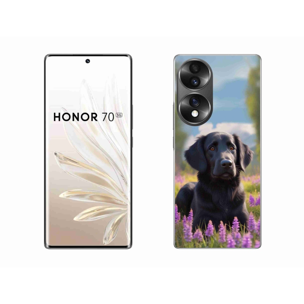 Zselés borítás mmCase a Honor 70 készülékhez - elegáns fekete retriever