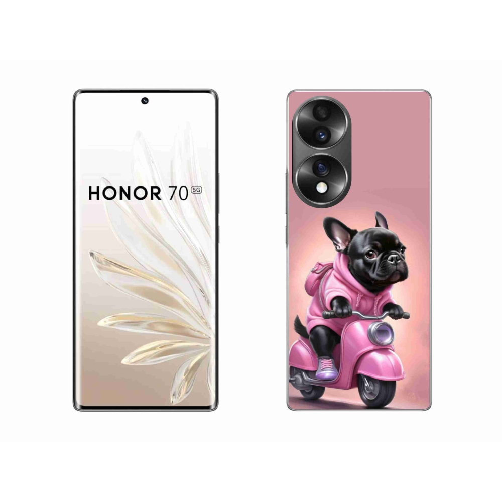 Gél borítás mmCase for Honor 70 - Francia bulldog egy robogón