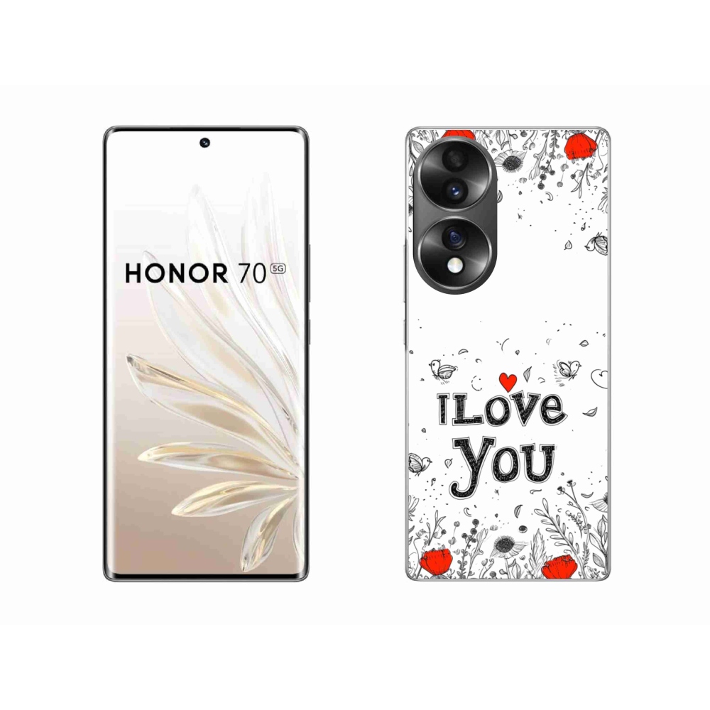 Gél borító mmCase a Honor 70 készülékhez - Szeretlek fehér háttérrel