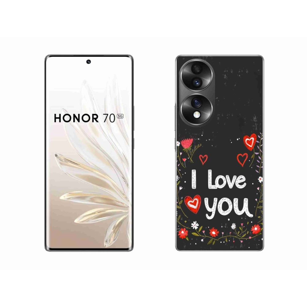 Gél borító mmCase a Honor 70-hez - Szeretlek fekete háttérrel